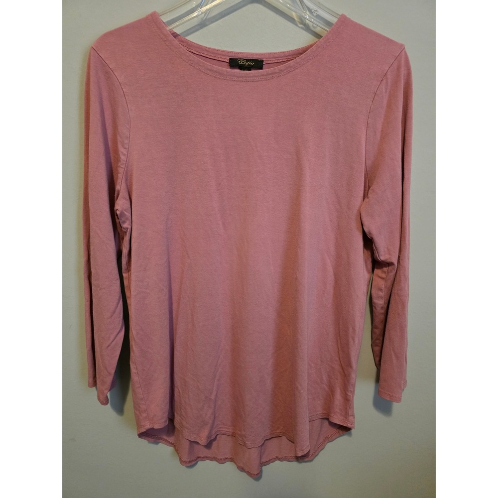 Cupio Womens L Coral 3/4 Sleeve Basic Tee Shirt Layering Piece‎ Beach Coastal